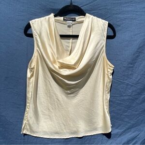 100% Silk Transitions Size 12 Sleeveless Cowl Neck Cream Tank natural fibers